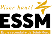 High school logo banner with yellow text on a black background, displaying 'École secondaire de Saint-Marc' and a star-like graphic.