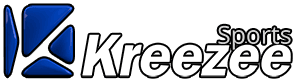 Kreeze Sports logo: blue geometric emblem beside the word 'Kreeze' with 'Sports' in small text